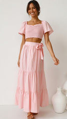 Blush Smocked Top and Skirt Sets
