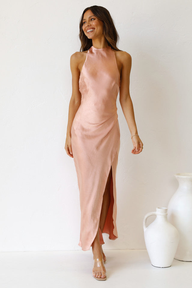 Pink Backless Halter Midi Dress Gabi Swimwear Pink Backless Halter Midi Dress Gabi Swimwear