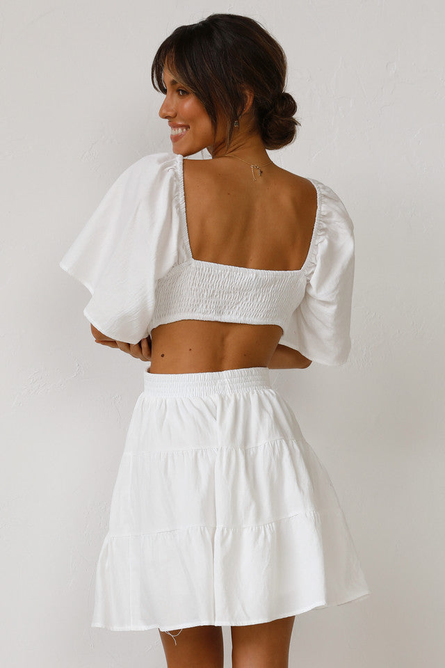 White Cutout Waist Mini Dress – Gabi Swimwear