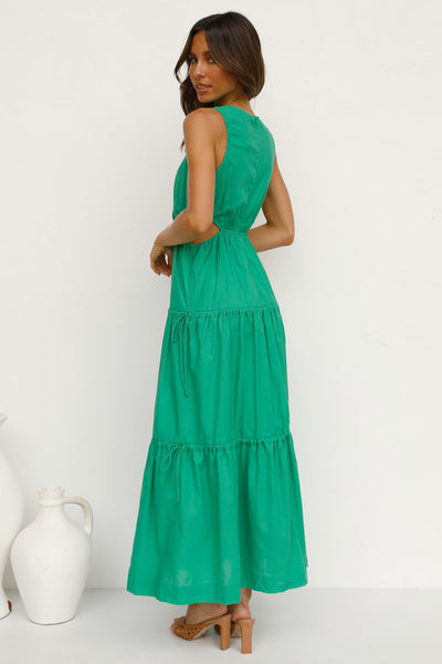 Green Sleeveless Midi Dress