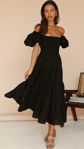 Black Tiered Midi Dress