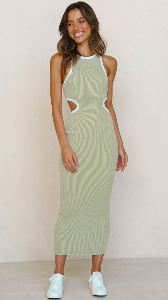 Mint Green Cutout Bodycon Knit Dress Gabi Swimwear Mint Green Cutout Bodycon Knit Dress Gabi Swimwear