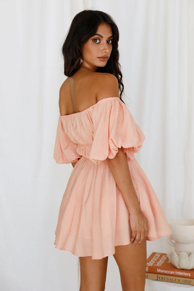 Orange Puff Sleeves Dress