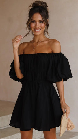 Black Off Shoulder Mini Dress