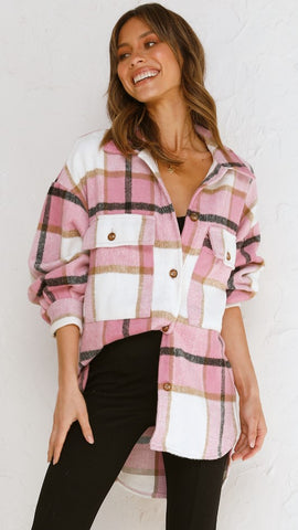 Pink Tartan Plaid Shacket