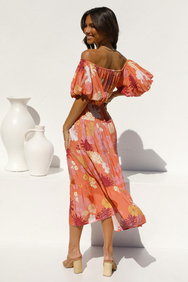 orange floral off the shoulder dress Topshop - Drape Shoulder Maxi Dress - Women - Viscose - 14 US