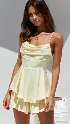 Yellow Sleeveless Bowtie Romper