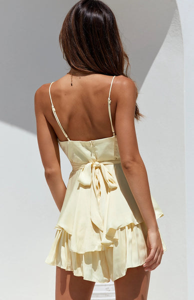 Yellow Sleeveless Bowtie Romper