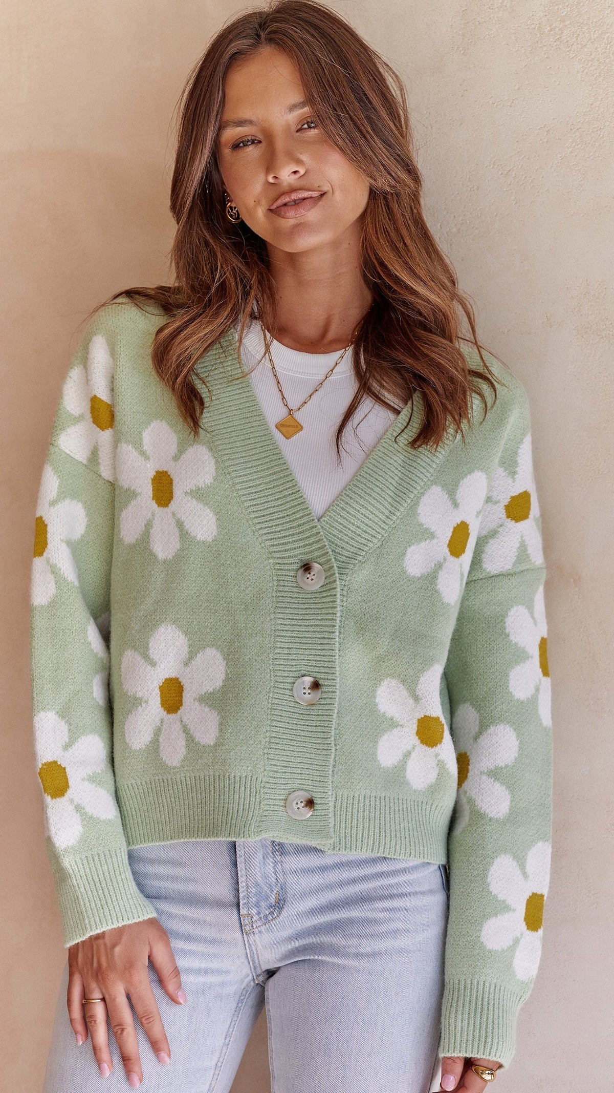 Sweet Green Floral Cardigan Sweater – Gabi Swimwear