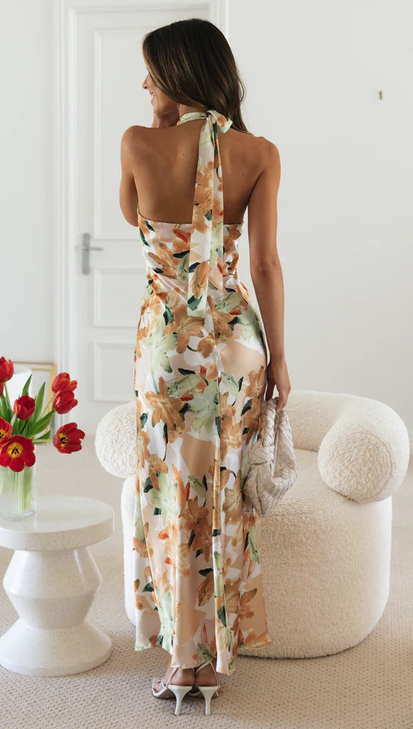 Yellow Floral Halter Maxi Dress Gabi Swimwear Yellow Floral Halter Maxi Dress Gabi Swimwear