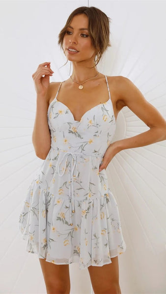 Pastel Blue Floral Slip Dress