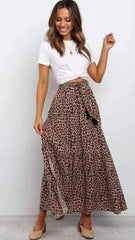 Brown Leopard Print Maxi Skirts