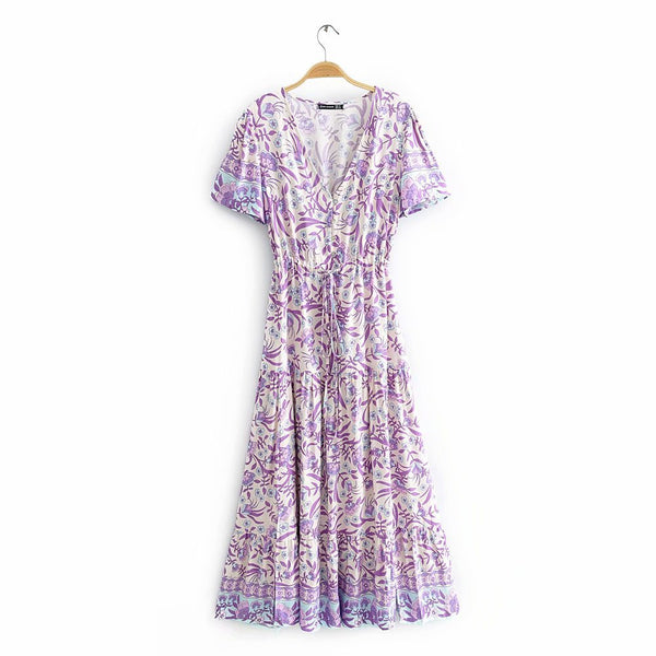 Purple Floral Button Down Dress