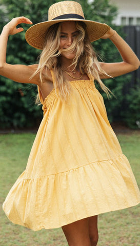 Yellow Babydoll Linen Dress