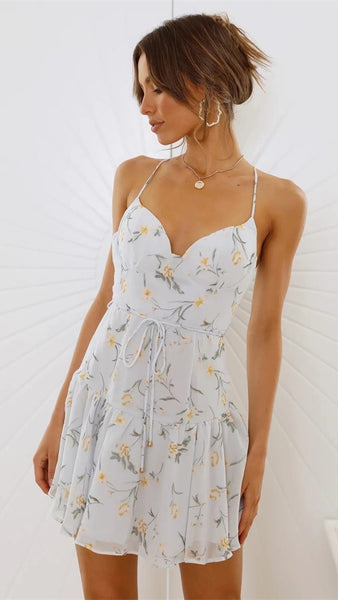 Pastel Blue Floral Slip Dress