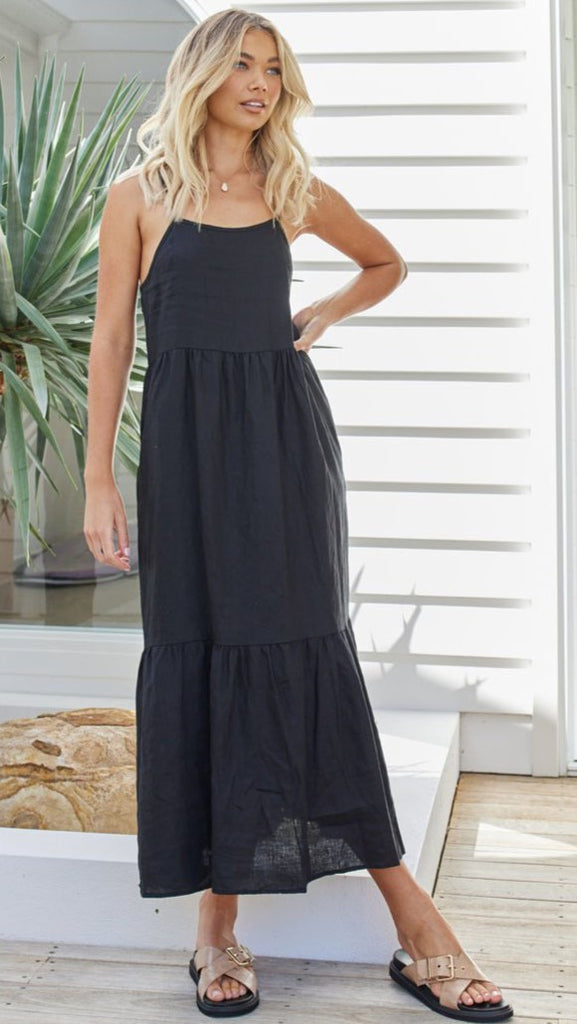 Black Slip Midi Dress