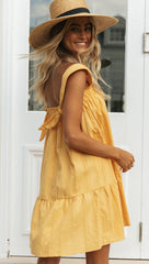 Yellow Babydoll Linen Dress