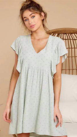 Mint Green Cap Sleeves Shift Dress