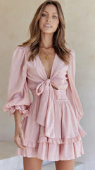 Blush Front Bowtie Mini Dress