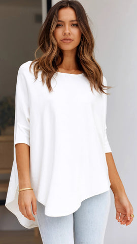 White Batwing Knit Top