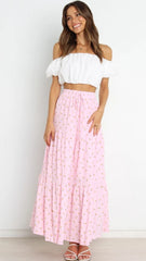 Blush Pink Floral Withdraw Maxi Skirts