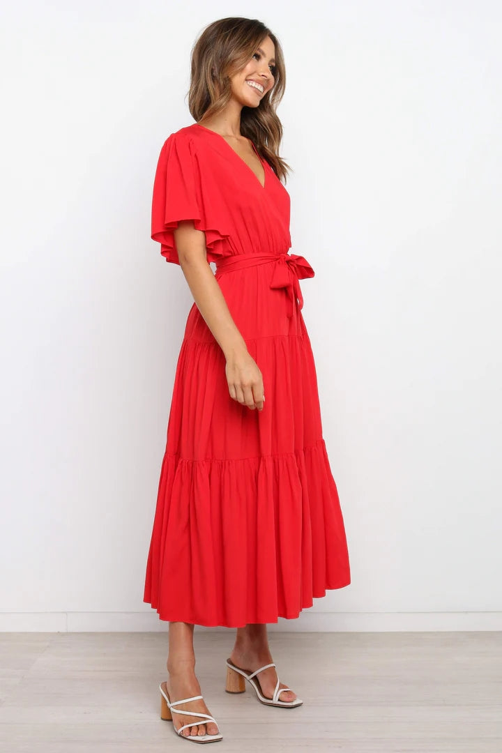 Red Knot Wrap Dress