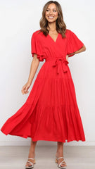 Red Knot Wrap Dress