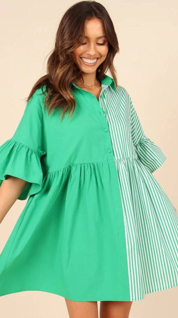 Green Color Block Shirt Dress Gabi Swimwear Green Color Block Shirt Dress Gabi Swimwear