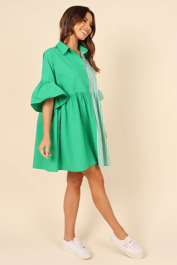 Green Color Block Shirt Dress Gabi Swimwear Green Color Block Shirt Dress Gabi Swimwear