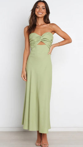 Mint Green Cutout Bandeau Dress