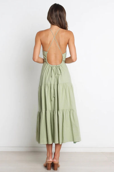 Green Sleeveless Midi Dress