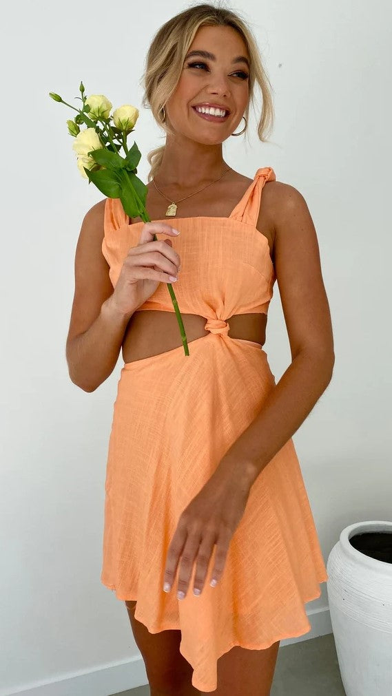 Orange Knot Mini Dress